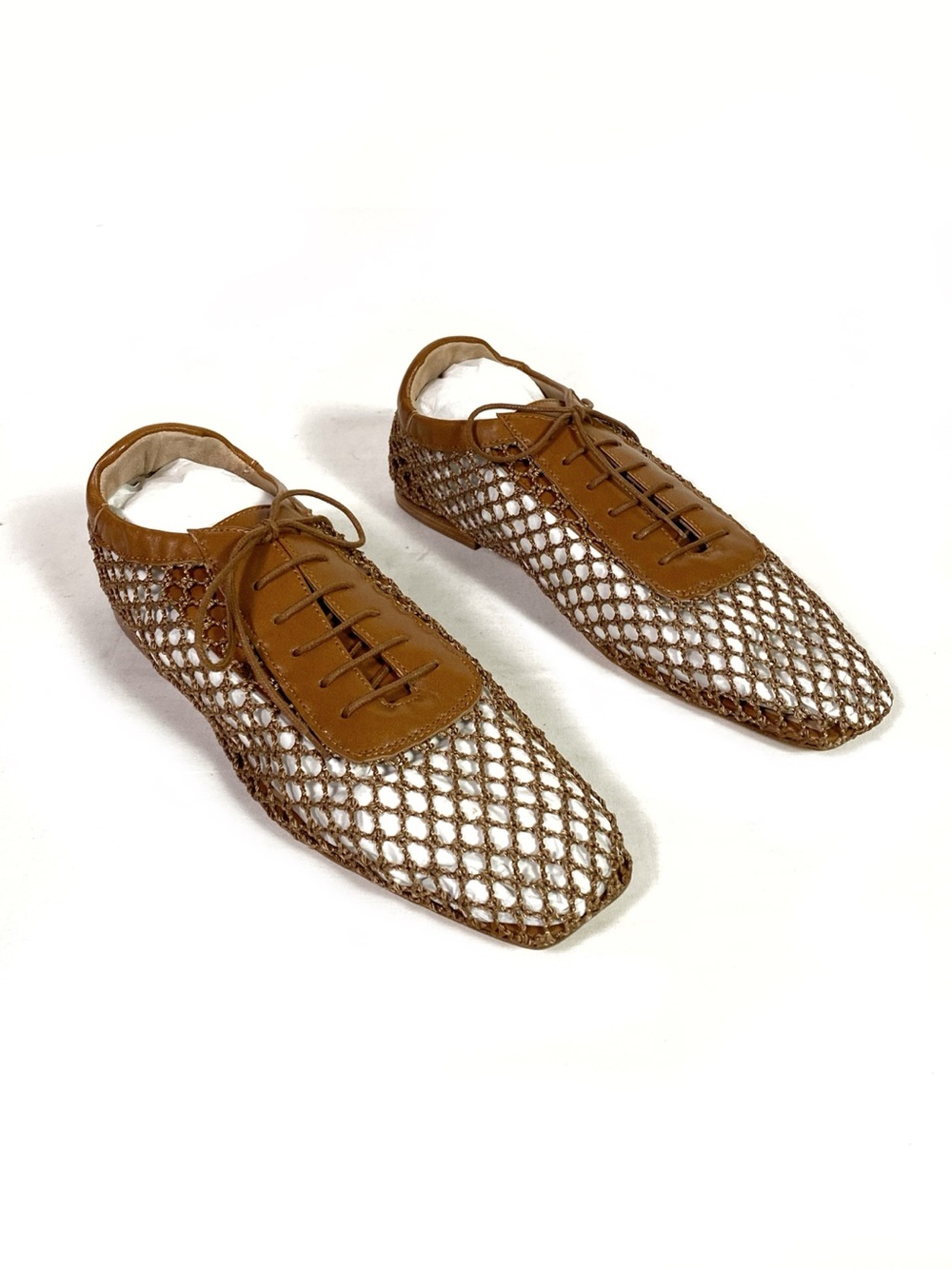 Andrea Gomez Antonia Mesh Flat Oxford Shoes Camel